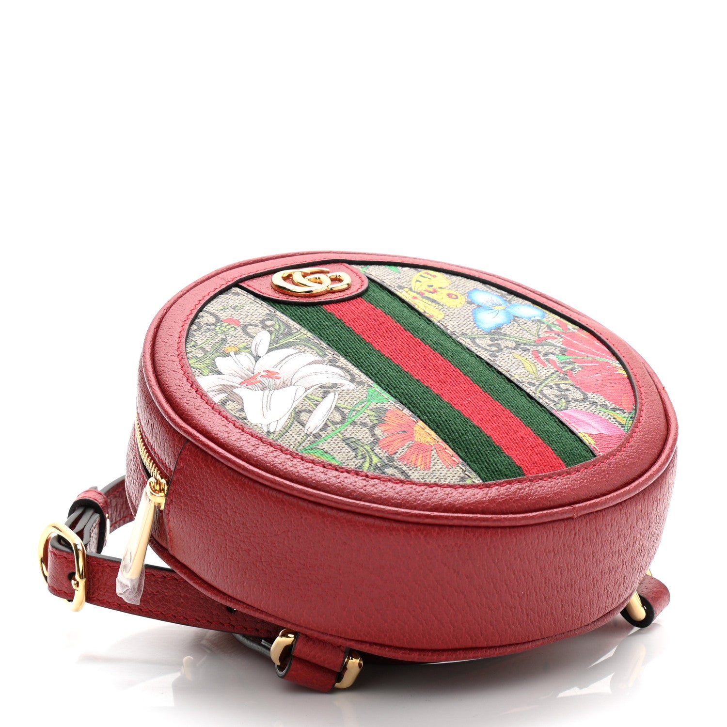 Gucci GG Supreme Monogram Web Flora Mini Ophidia Round Backpack Red 6 of 19