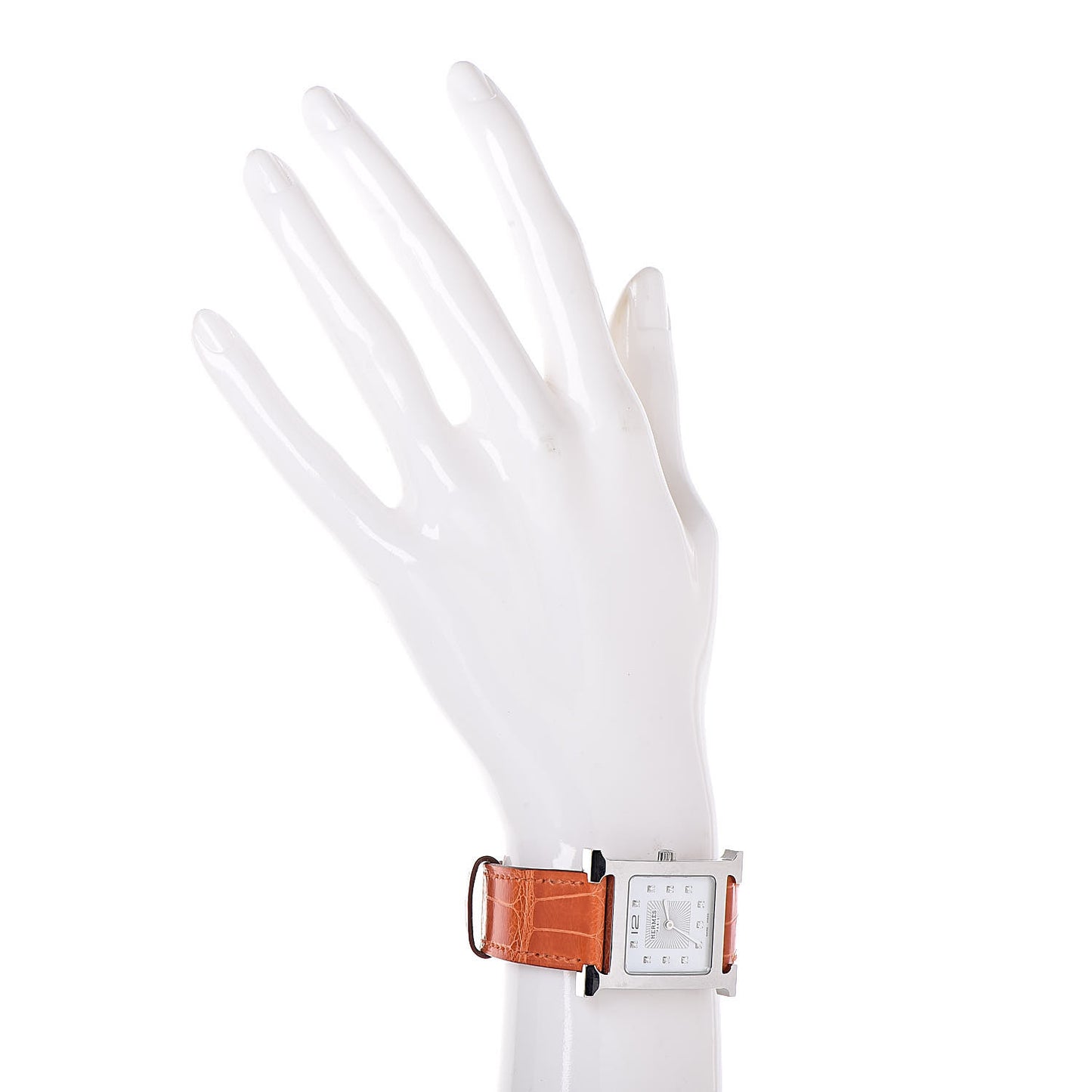 Stainless Steel Alligator Diamond Mother of Pearl 26mm Heure H Hour Quartz Watch Orange