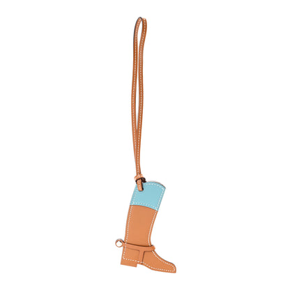 Hermes Butler Swift Paddock Botte Boot Bag Charm Natural Bleu Saint Cyr 1 of 3