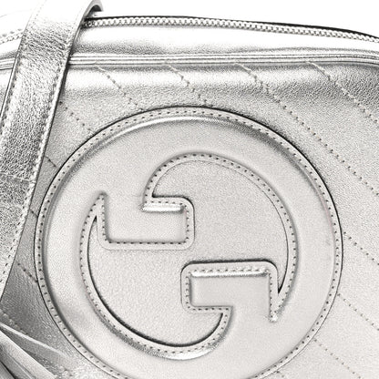 Gucci Metallic Sakai Be Green Calfskin Diagonal Stitched Small Blondie Shoulder Bag Silver 8 of 11