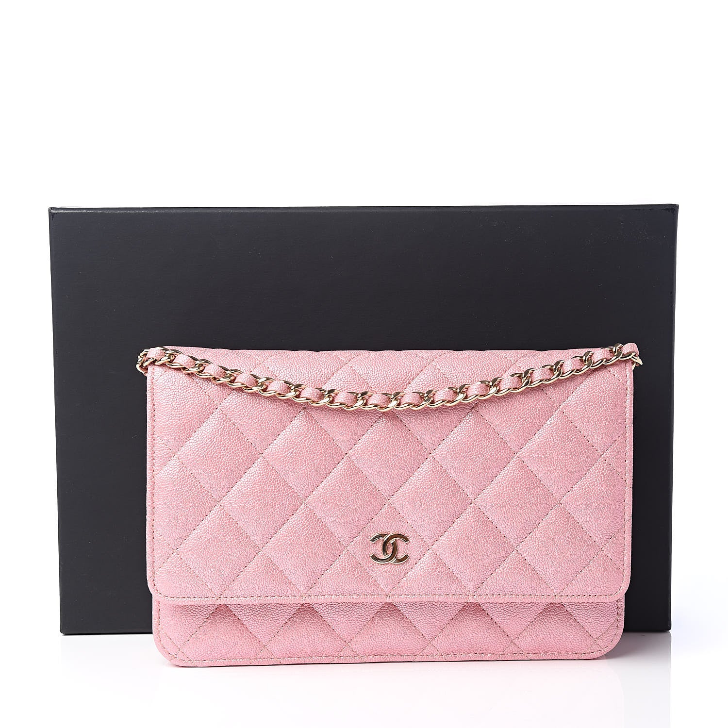 Chanel Iridescent Caviar Quilted Wallet on Chain WOC Rose Pink 12 of 12