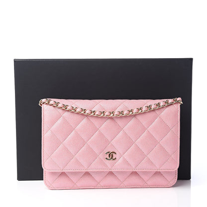 Chanel Iridescent Caviar Quilted Wallet on Chain WOC Rose Pink 12 of 12