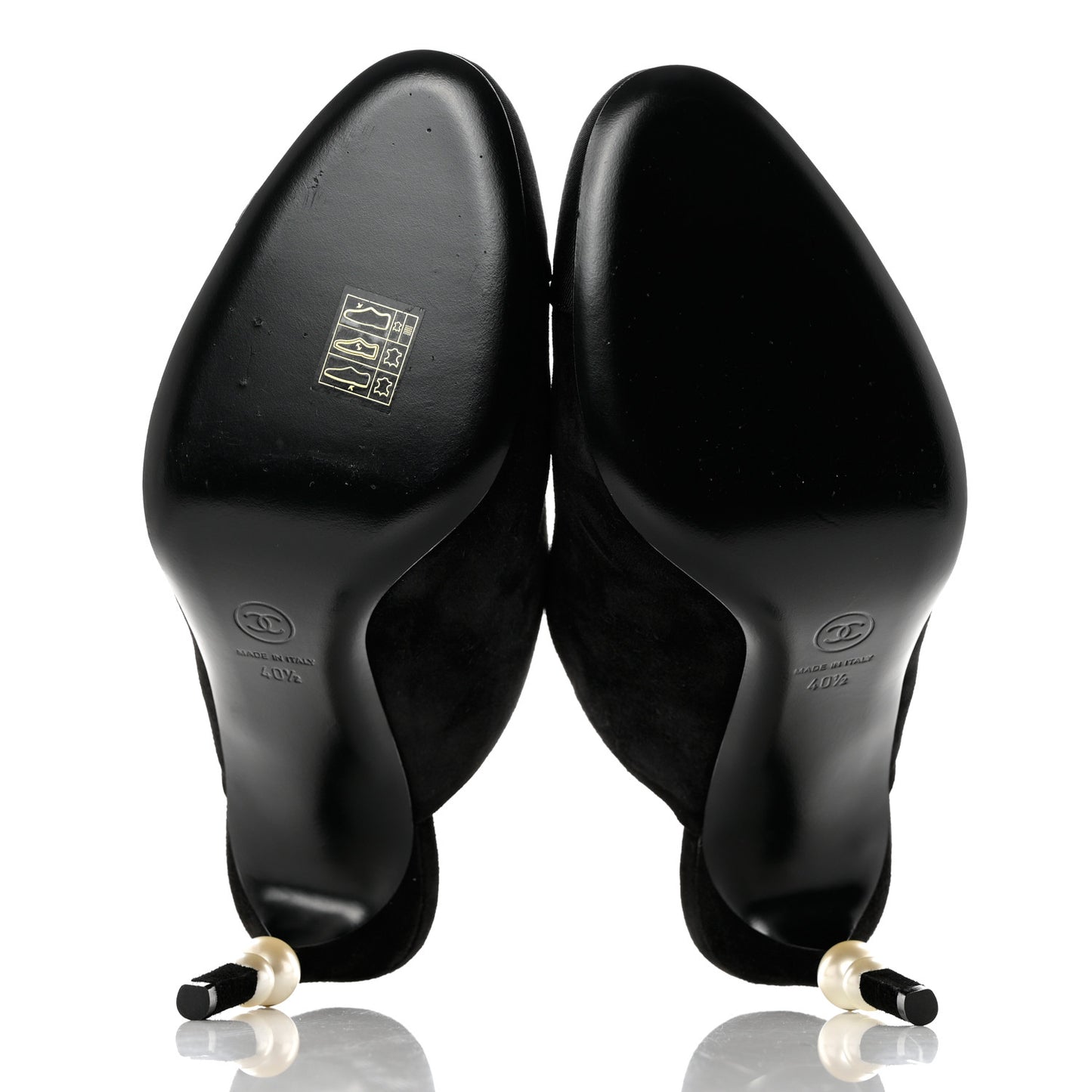 Suede Grosgrain Cap Toe Pearl Mule 40.5 Black