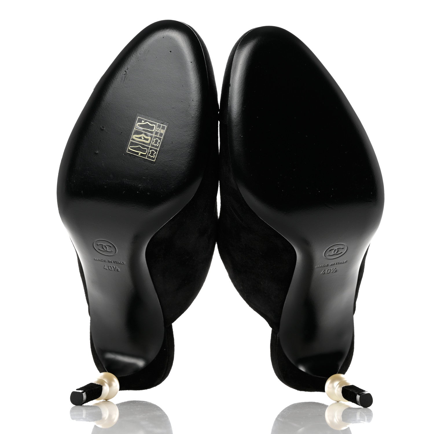 Chanel Suede Grosgrain Cap Toe Pearl Mule 40.5 Black 5 of 9