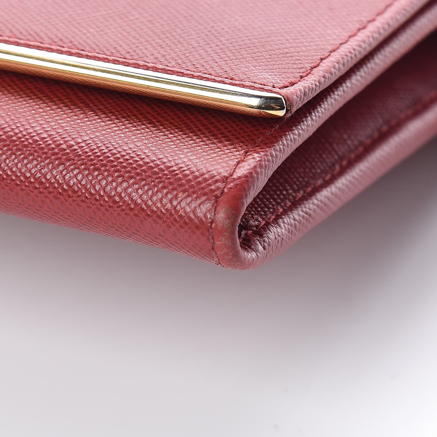 Prada Saffiano Metal Bar Chain Wallet Fuoco 11 of 12