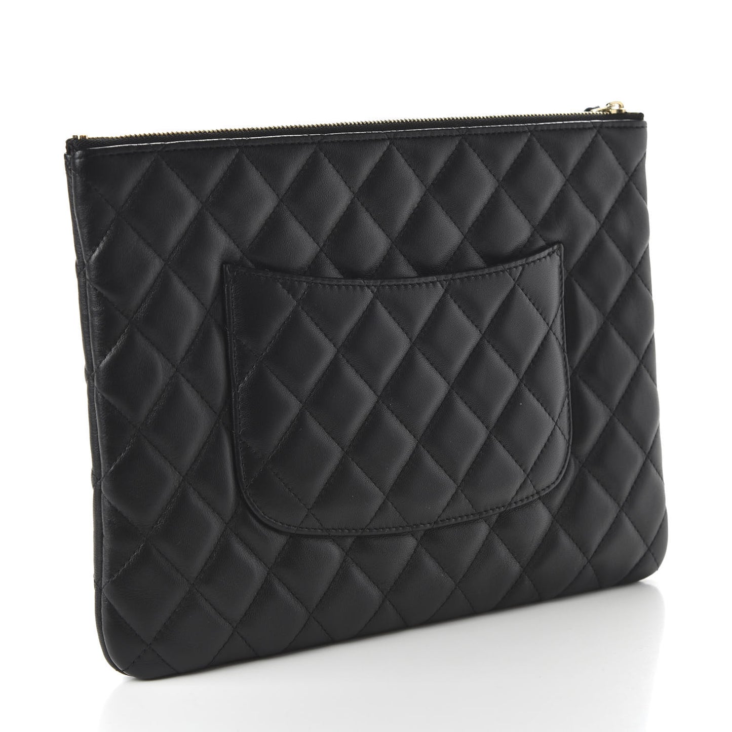 Lambskin Quilted Medium Cosmetic Case Black