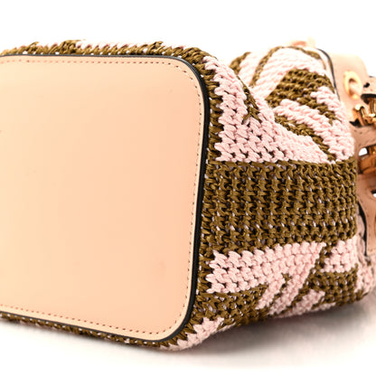 Fendi Raffia Vitello King F is Fendi FF Crochet Mini Mon Tresor Bucket Bag Natural Light Rose 9 of 10