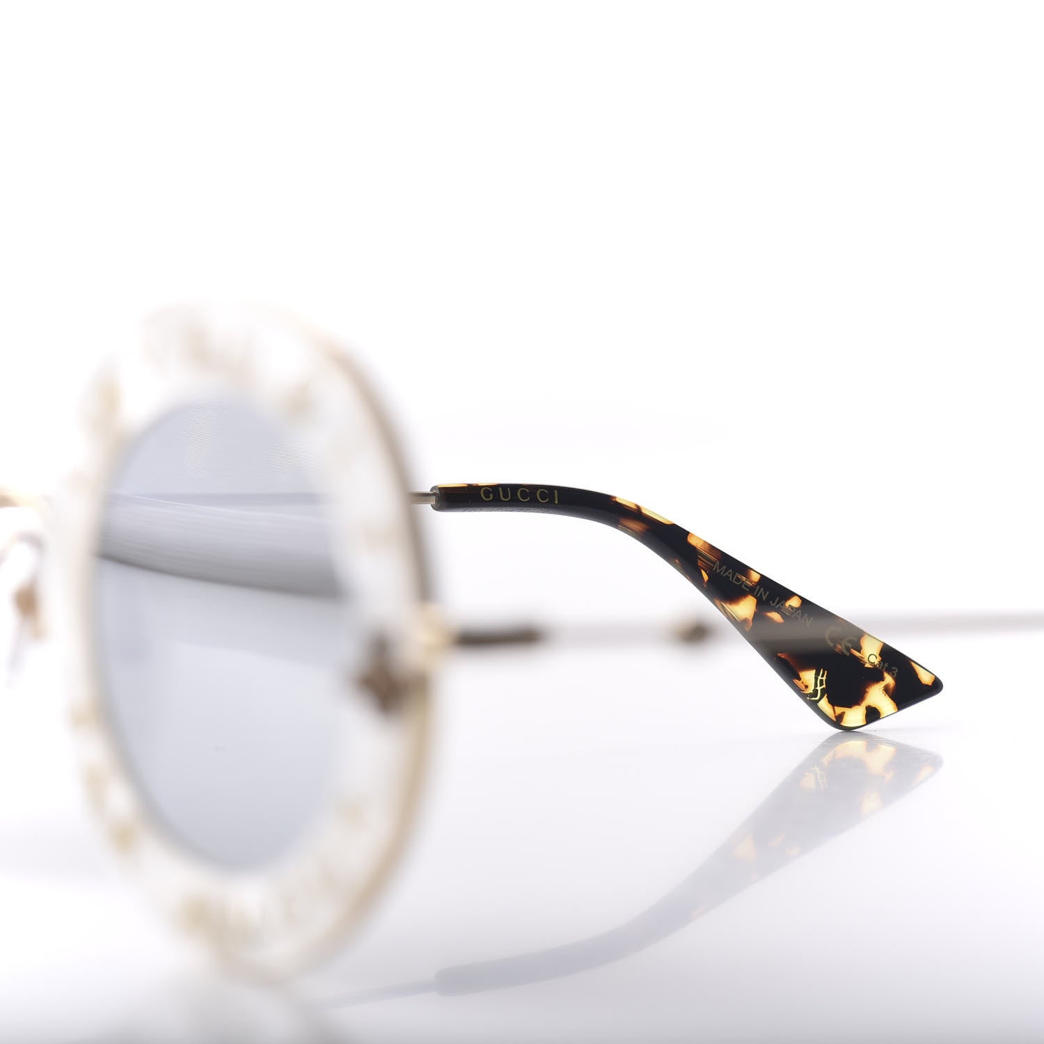 Gucci Metal L'Aveugle Par Amour Round Frame Sunglasses GG0113S White 7 of 10
