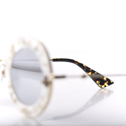 Gucci Metal L'Aveugle Par Amour Round Frame Sunglasses GG0113S White 7 of 10