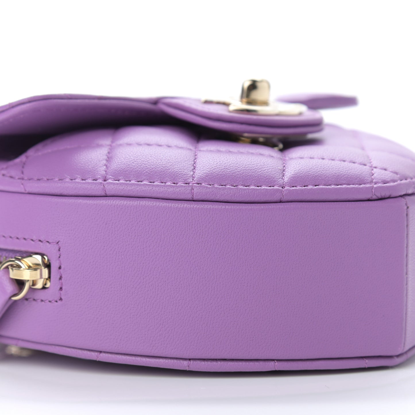 Lambskin Quilted CC In Love Heart Clutch With Chain Purple