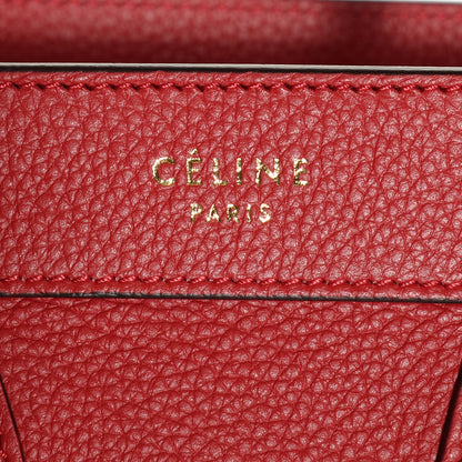 Celine Drummed Calfskin Nano Luggage Coquelicot 6 of 9