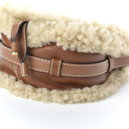 Chloe Small Grain Shiny Calfskin Shearling Small Marcie Round Crossbody Bag Caramel 7 of 9