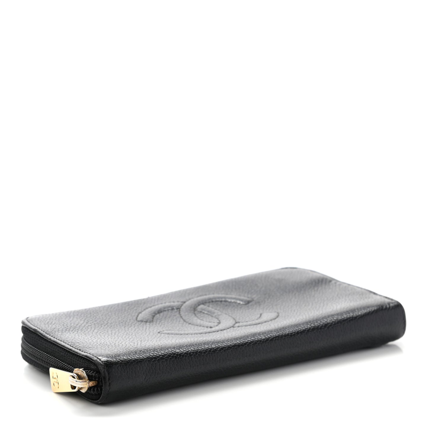 Caviar Large Timeless CC Zip Around Wallet Black