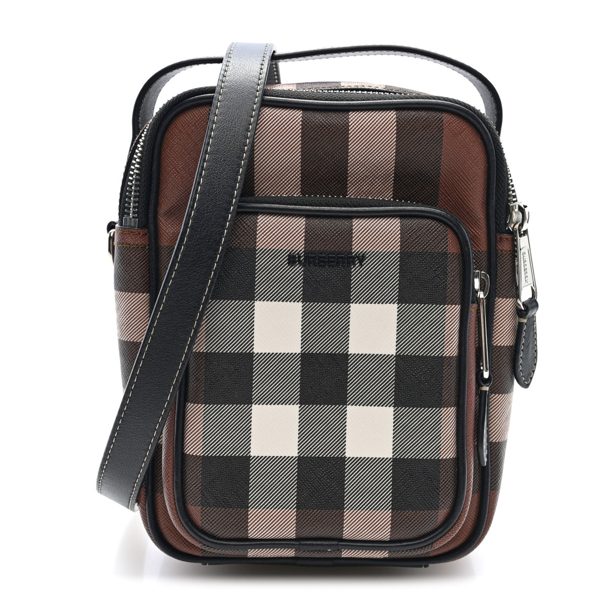 Burberry House Check Canvas Calfskin Wyatt Crossbody Dark Birch Brown 1 of 8