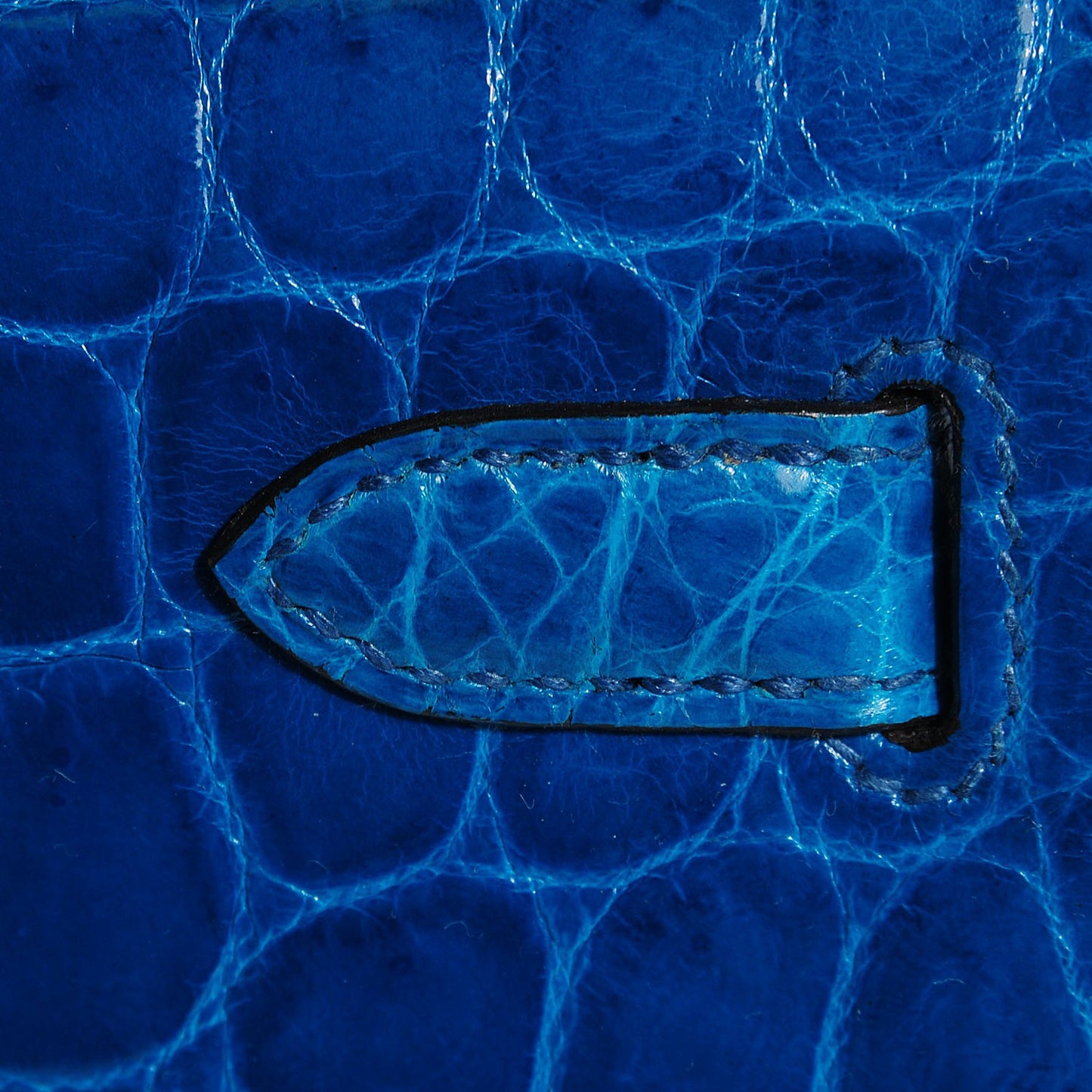 Shiny Niloticus Crocodile Kelly Cut Pochette Bleu Izmir