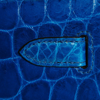 Hermes Shiny Niloticus Crocodile Kelly Cut Pochette Bleu Izmir 7 of 13