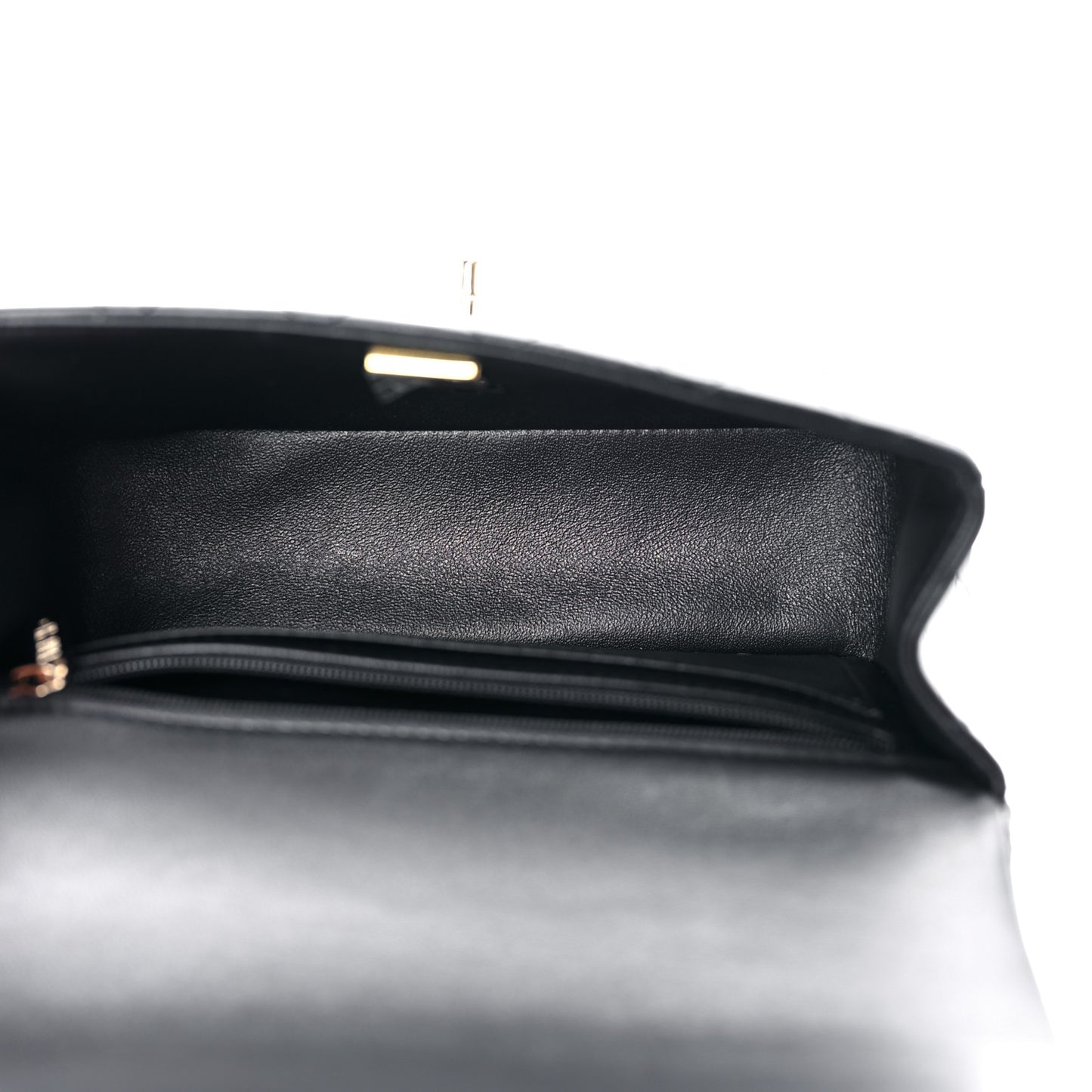 Lambskin Quilted Mini Top Handle Rectangular Flap Black
