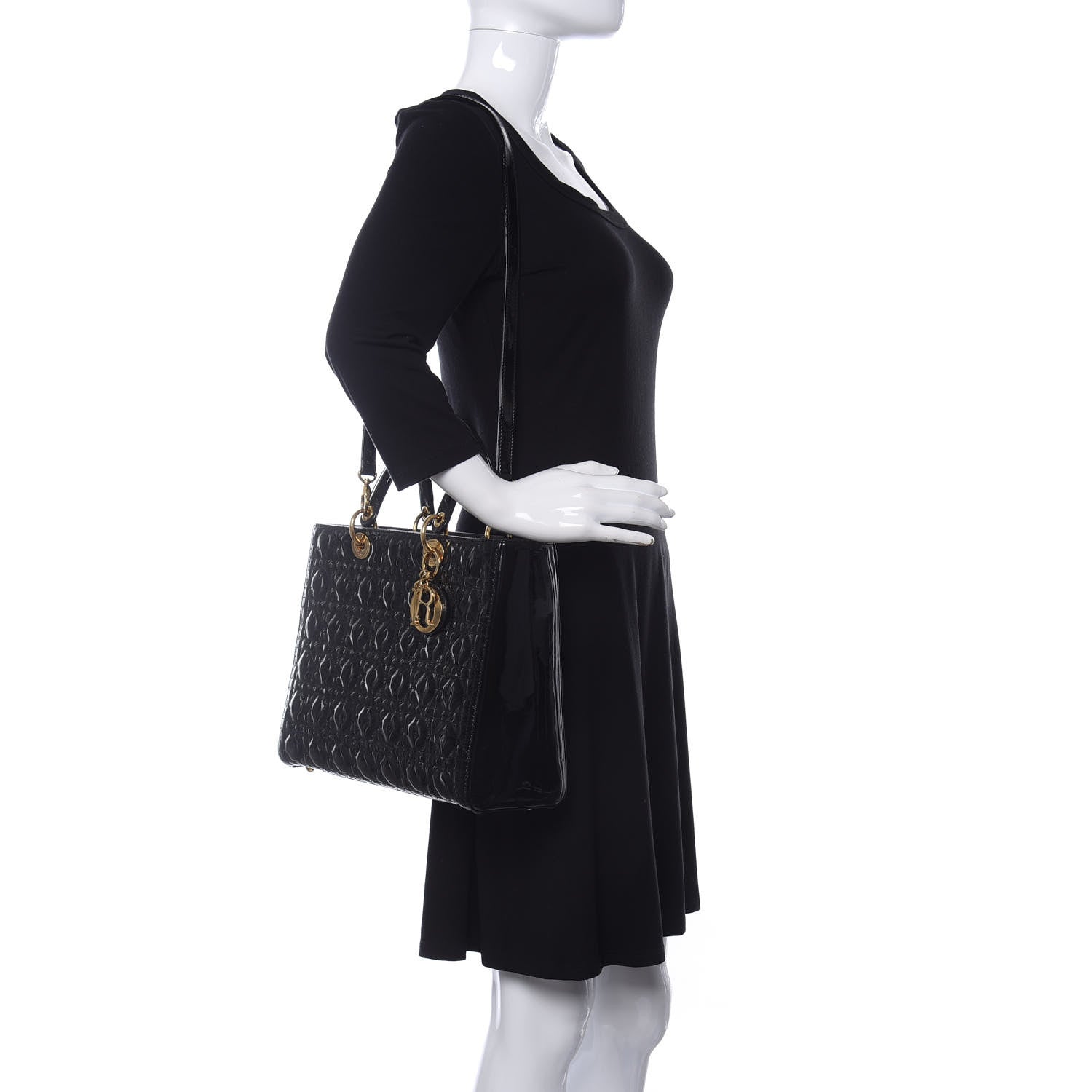 Christian Dior Patent Cannage Large Lady Dior Black 2 of 10