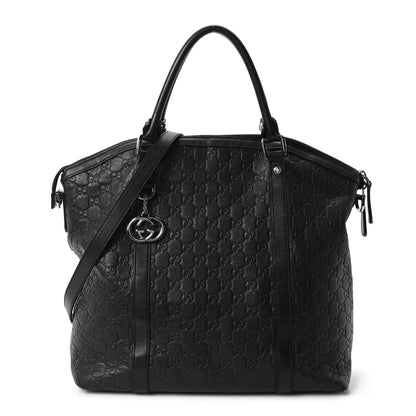 Gucci Guccissima Large GG Charm Convertible Dome Satchel Black 1 of 10