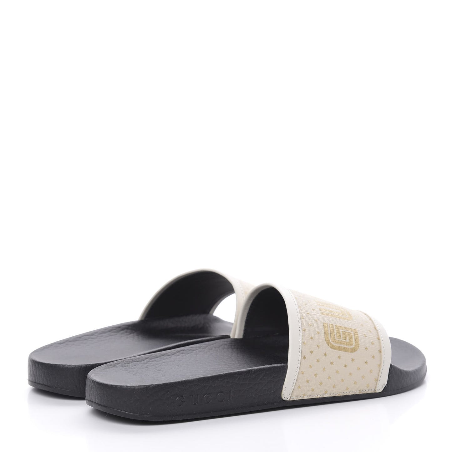 X SEGA Supreme Canvas GUCCY Stars Womens Slide Sandals 39 Mystic White Gold