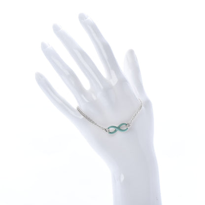 Tiffany Sterling Silver Enamel Infinity Bracelet Blue 2 of 6