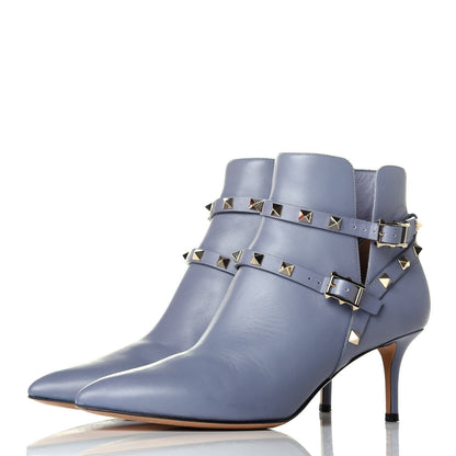 Valentino Garavani Calfskin Rockstud Double Buckle 65mm Ankle Boots 37.5 London Stone 3 of 9