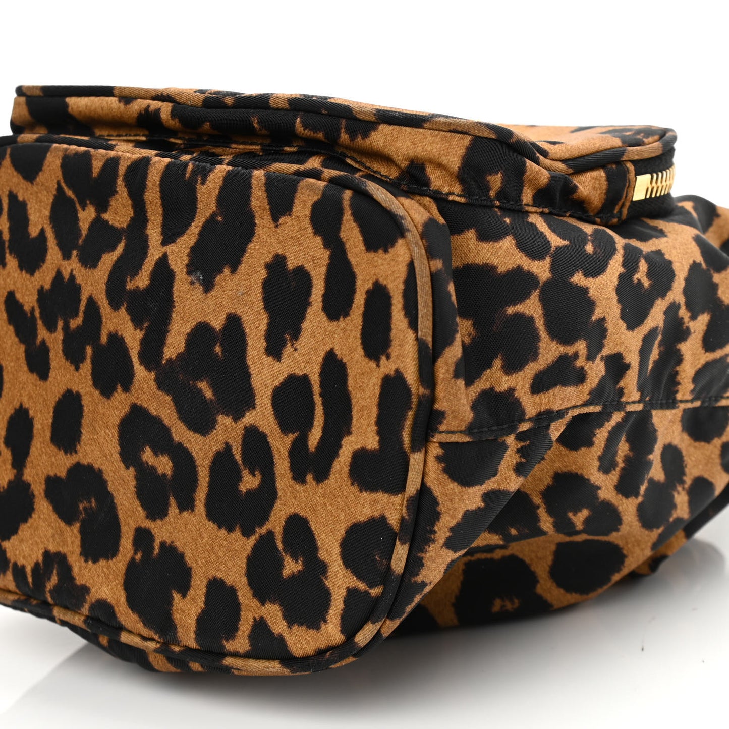 Tessuto Nylon Leopard Print Mini Bucket Bag Miele