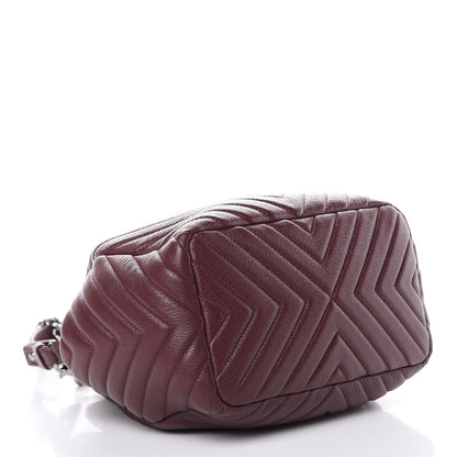 Chanel Deerskin Chevron Small CC Chain Bucket Bag Burgundy 5 of 10