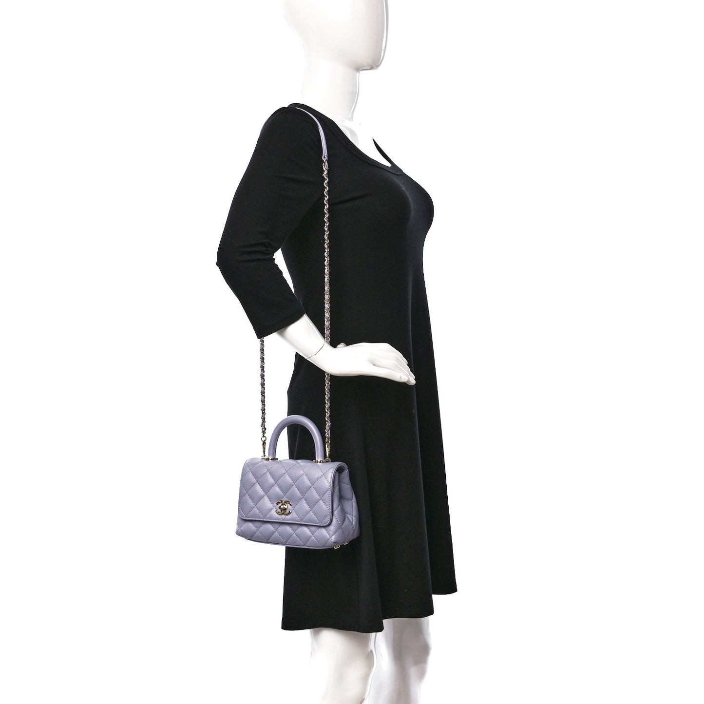 Caviar Quilted Extra Mini Coco Handle Flap Light Purple