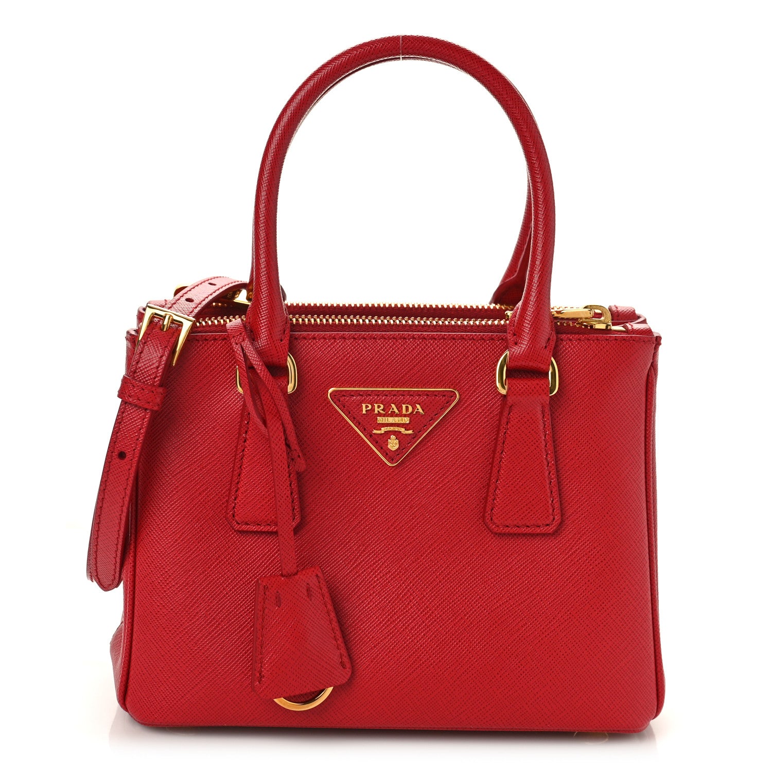 Prada Saffiano Mini Galleria Double Zip Tote Fuoco 1 of 8