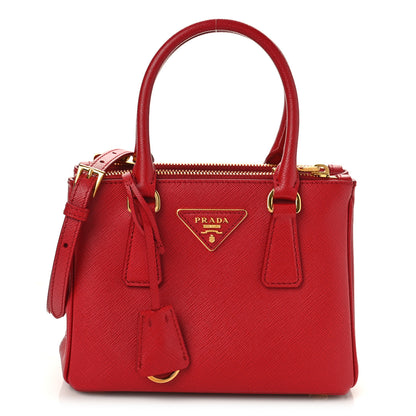 Prada Saffiano Mini Galleria Double Zip Tote Fuoco 1 of 8