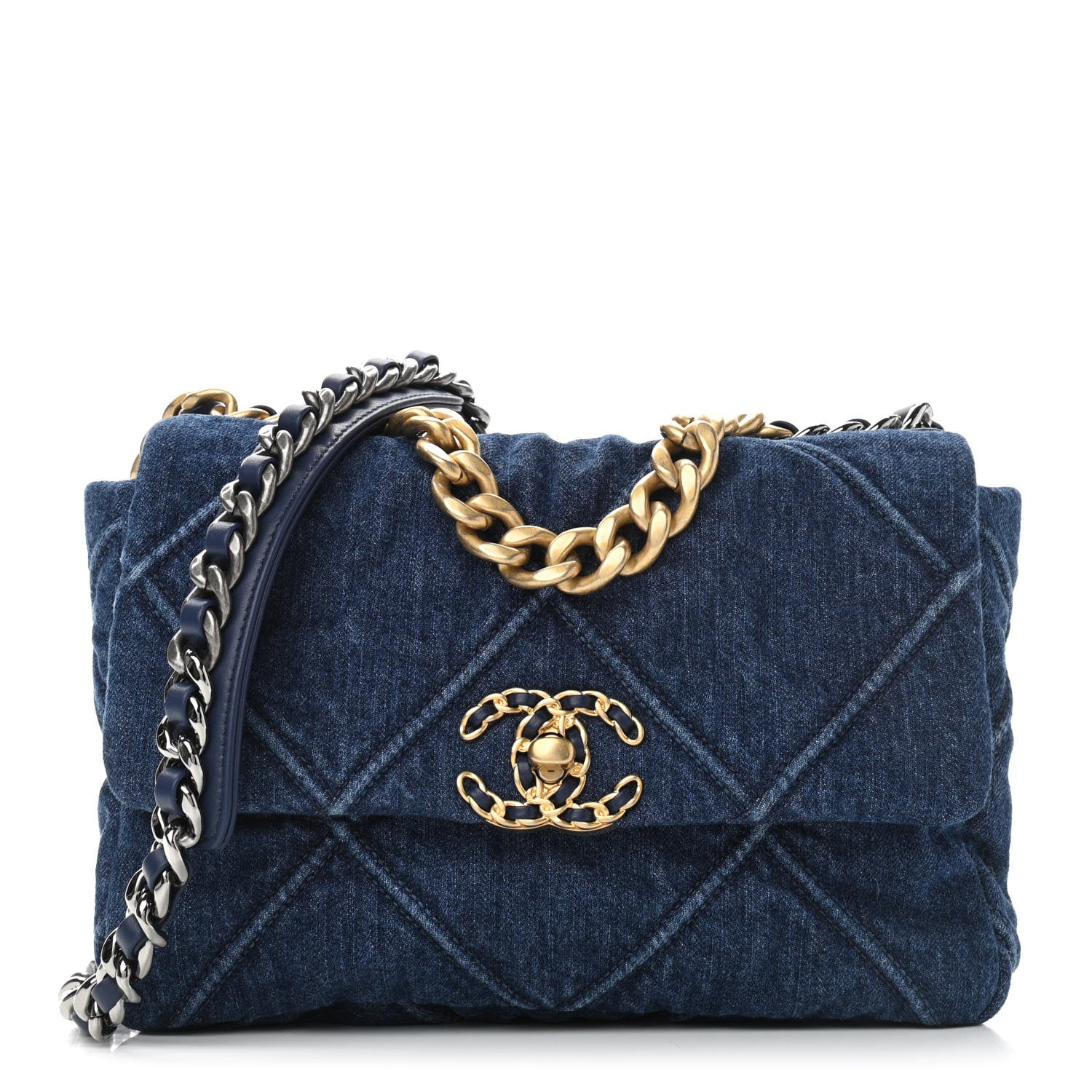 Chanel Denim Quilted Medium Chanel 19 Flap Blue 1 of 10