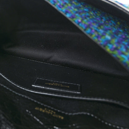 Saint Laurent Tweed Calfskin Matelasse Monogram Baby Niki Chain Satchel Blue 5 of 9
