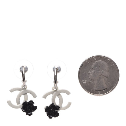Chanel Enamel CC Camellia Drop Earrings White 2 of 5
