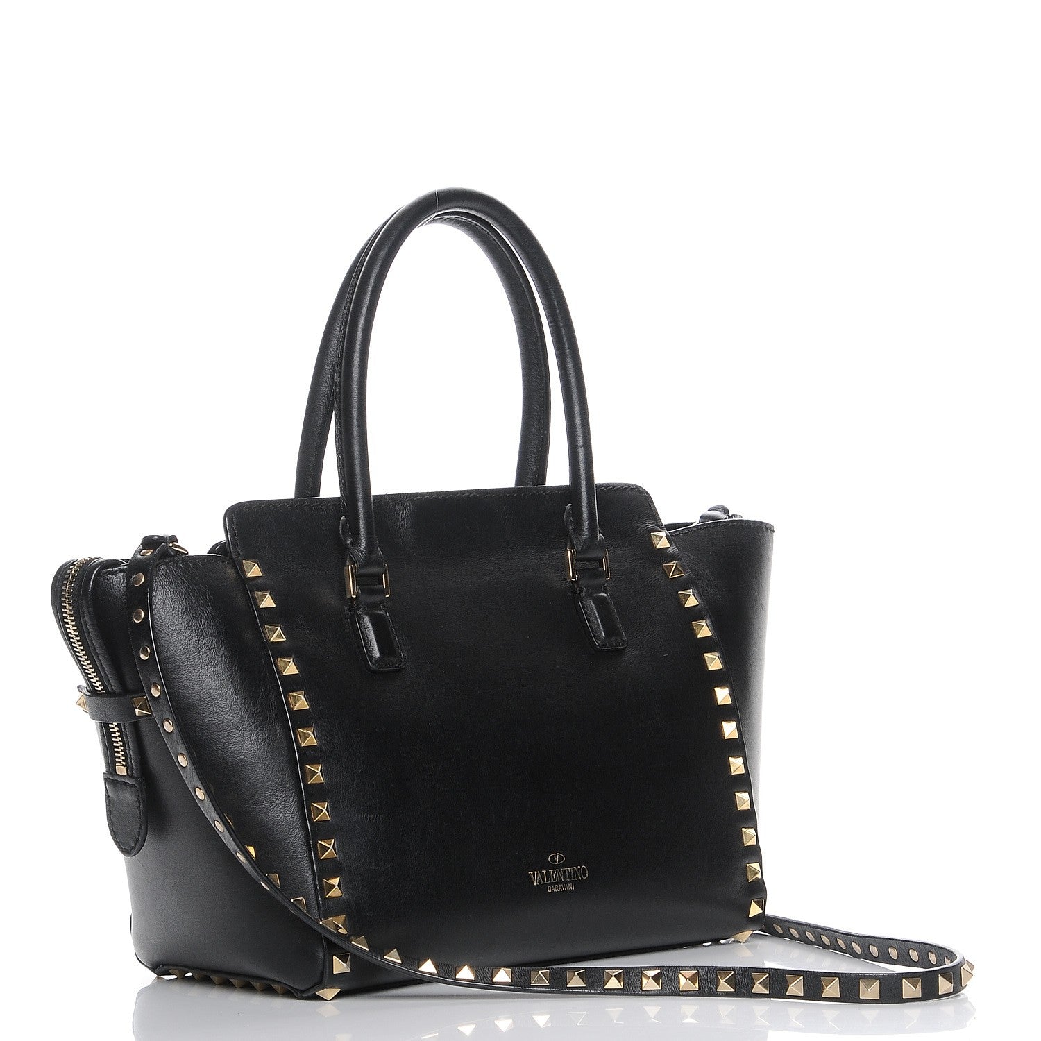 Valentino Garavani Vitello Small Rockstud Double Handle Tote Black 4 of 9