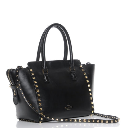 Valentino Garavani Vitello Small Rockstud Double Handle Tote Black 4 of 9