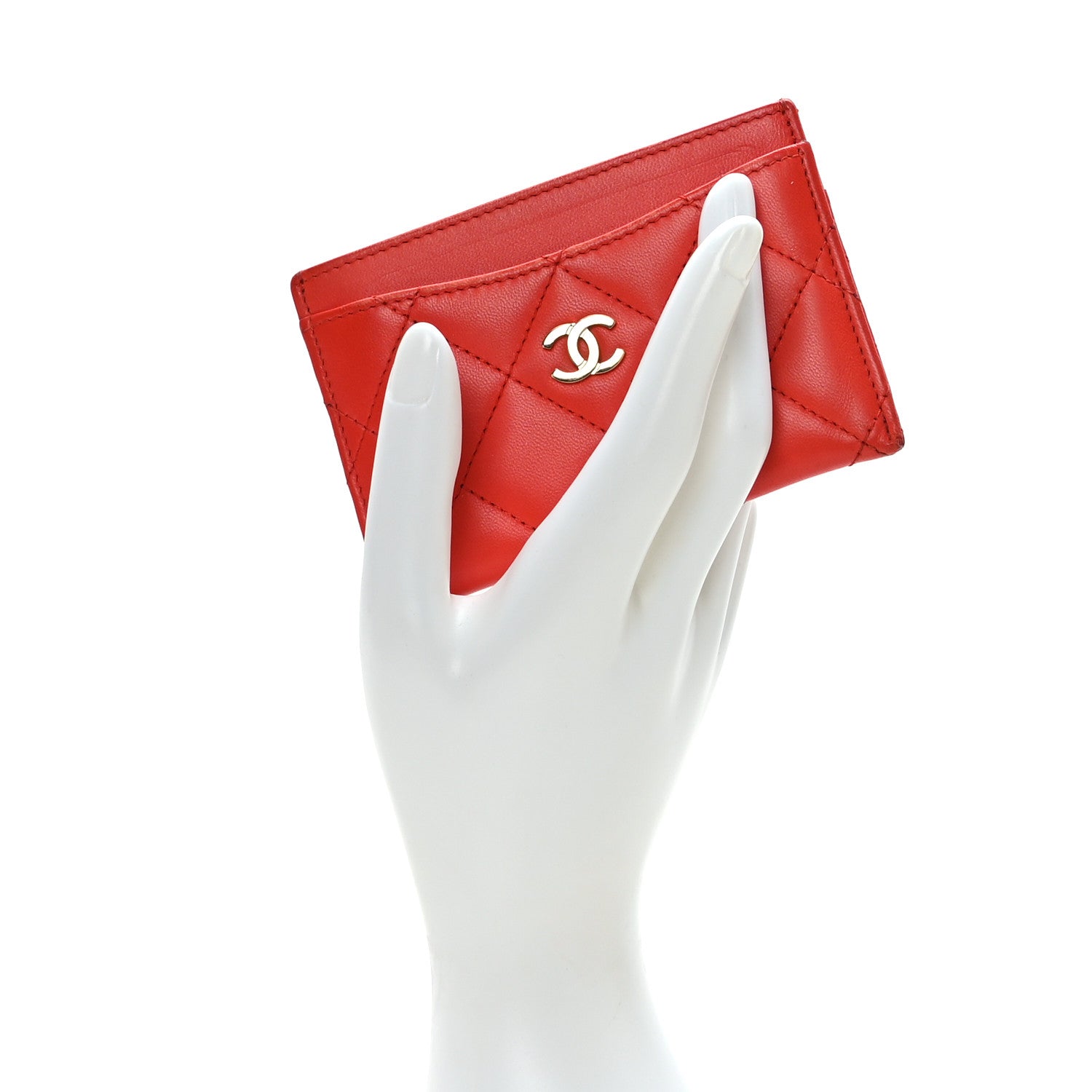 Chanel Lambskin Quilted Card Holder Red 2 of 6