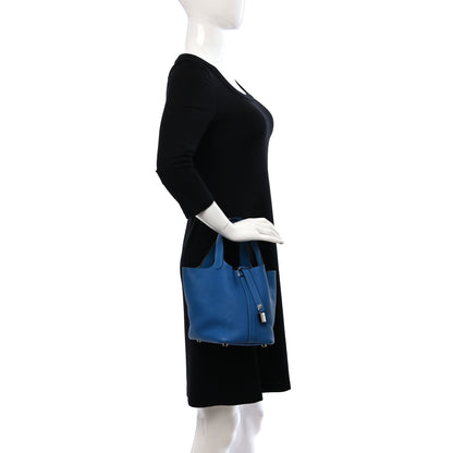 Hermes Taurillon Clemence Picotin Lock 18 PM Deep Blue 2 of 13