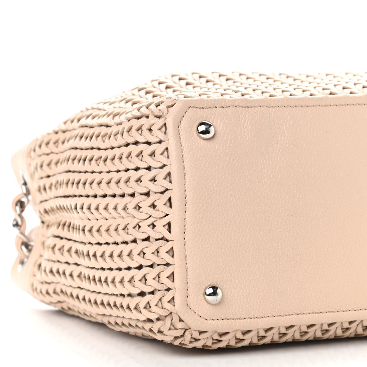 Calfskin Small Braided CC Tote Beige