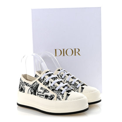 Christian Dior Canvas Embroidered Plan De Paris Womens Walk'N'Dior Platform Sneakers 36.5 White Black 19 of 20