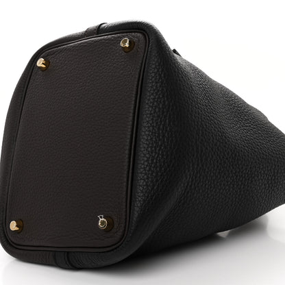 Hermes Taurillon Clemence Casaque Picotin Lock 18 PM Black Ebene Trench 10 of 11