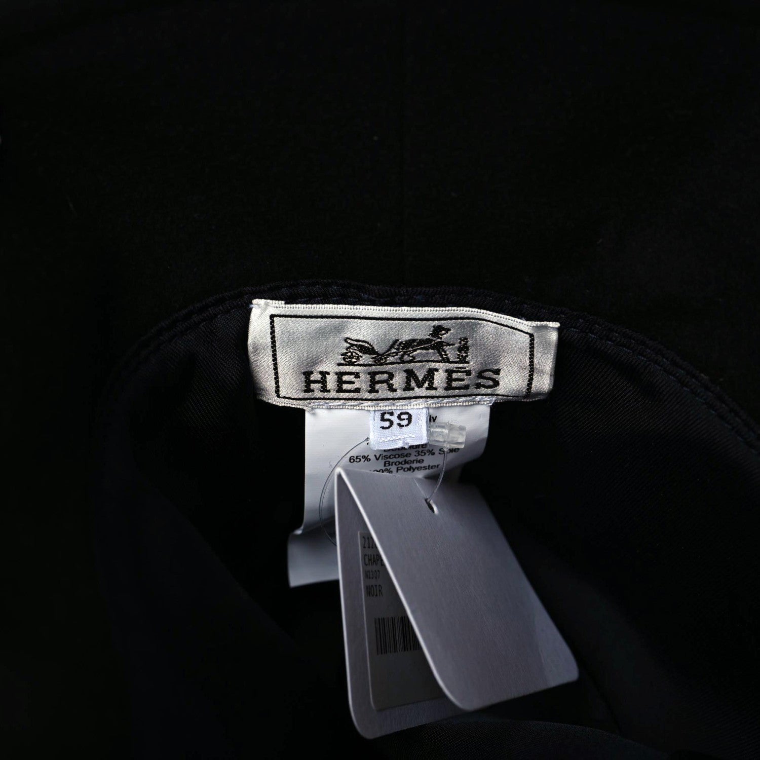 Hermes Cashmere Debbie Charms Bucket Hat 59 Black 3 of 7