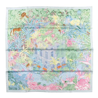 Hermes Silk Twill Faubourg Tropical Scarf 90 Bleu Vert Jaune 1 of 5