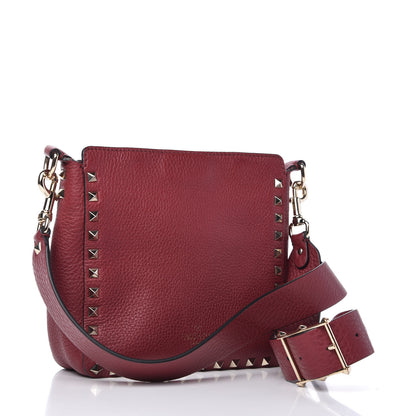 Valentino Garavani Pebbled Calfskin Mini Rockstud Flip-Lock Messenger Bag Rubino 3 of 10