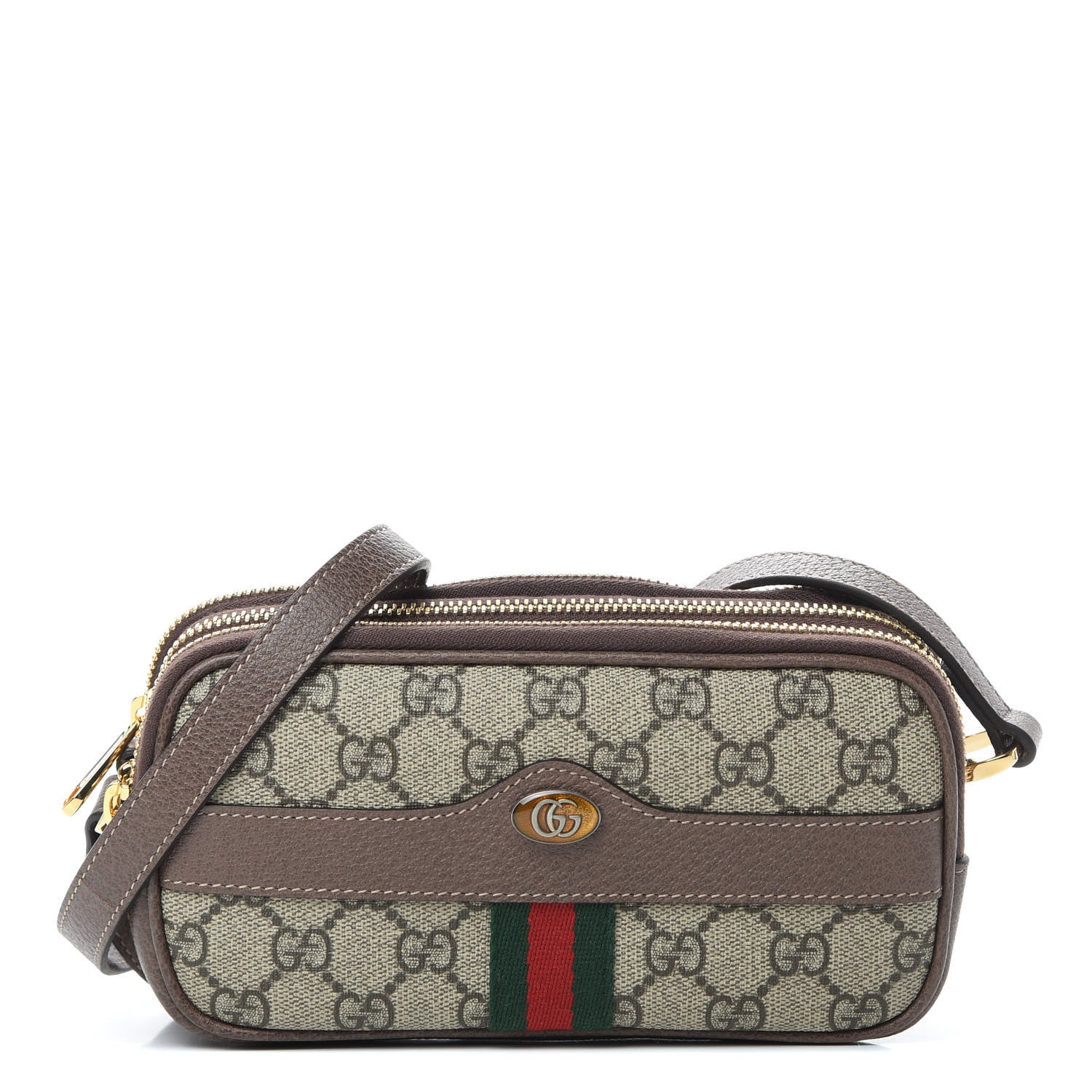Gucci GG Supreme Monogram Web Mini Ophidia GG Bag Brown 1 of 14
