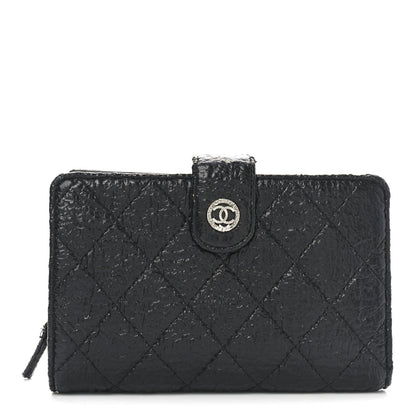 Chanel Crinkled Patent Quilted Zipped Pocket Wallet Black 1 of 8
