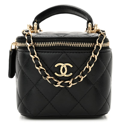 Chanel Lambskin Quilted Top Handle Mini Vanity Case With Chain Black 1 of 12