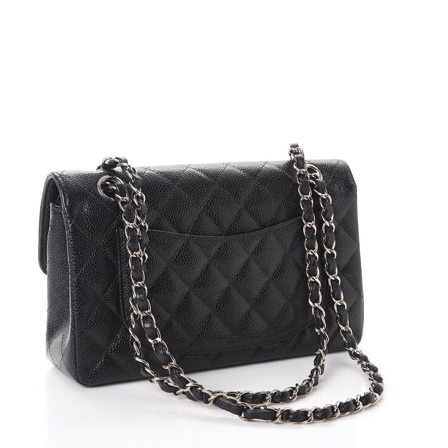 Caviar Quilted Small Double Flap Black