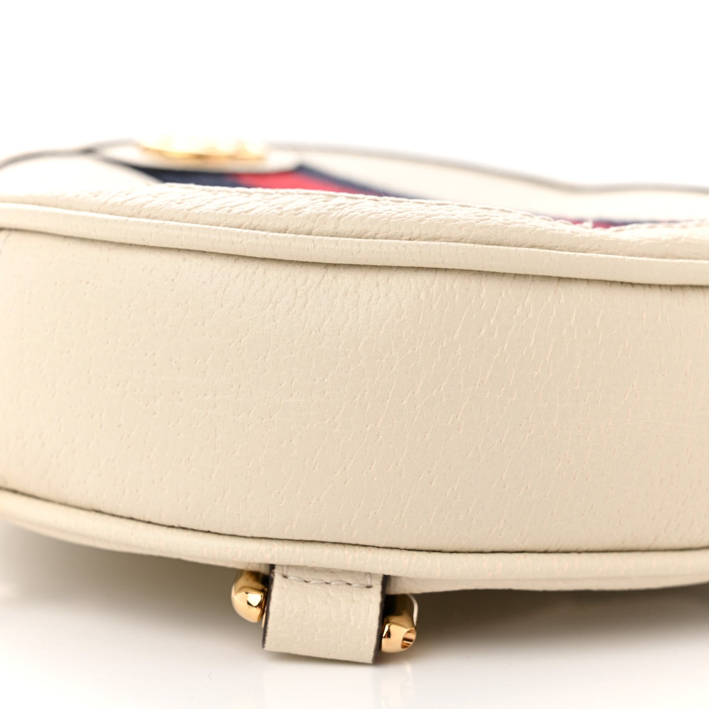 Textured Calfskin Web Mini Ophidia Round Backpack Mystic White