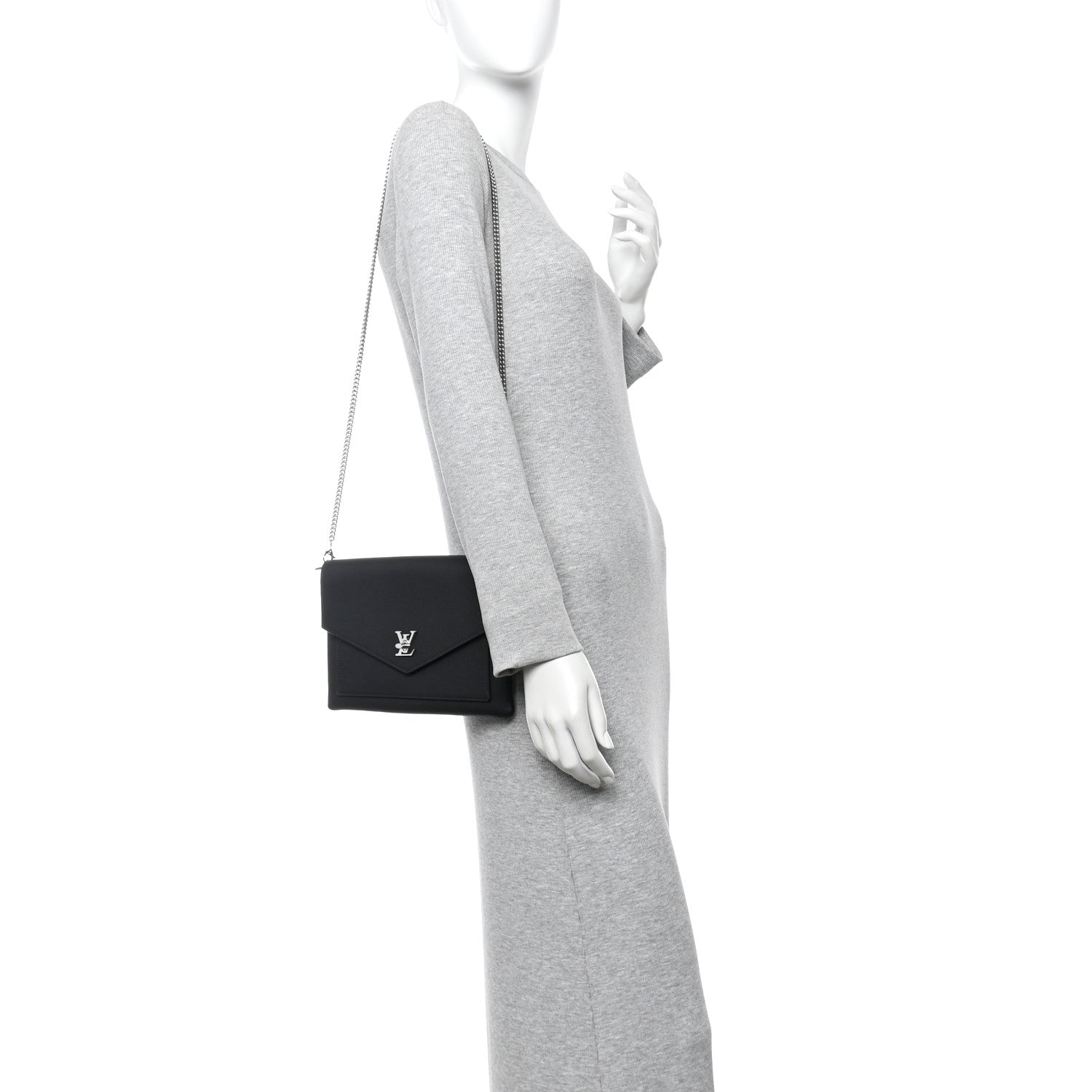 Louis Vuitton Soft Calfskin My Lockme Chain Pochette Black 3 of 17